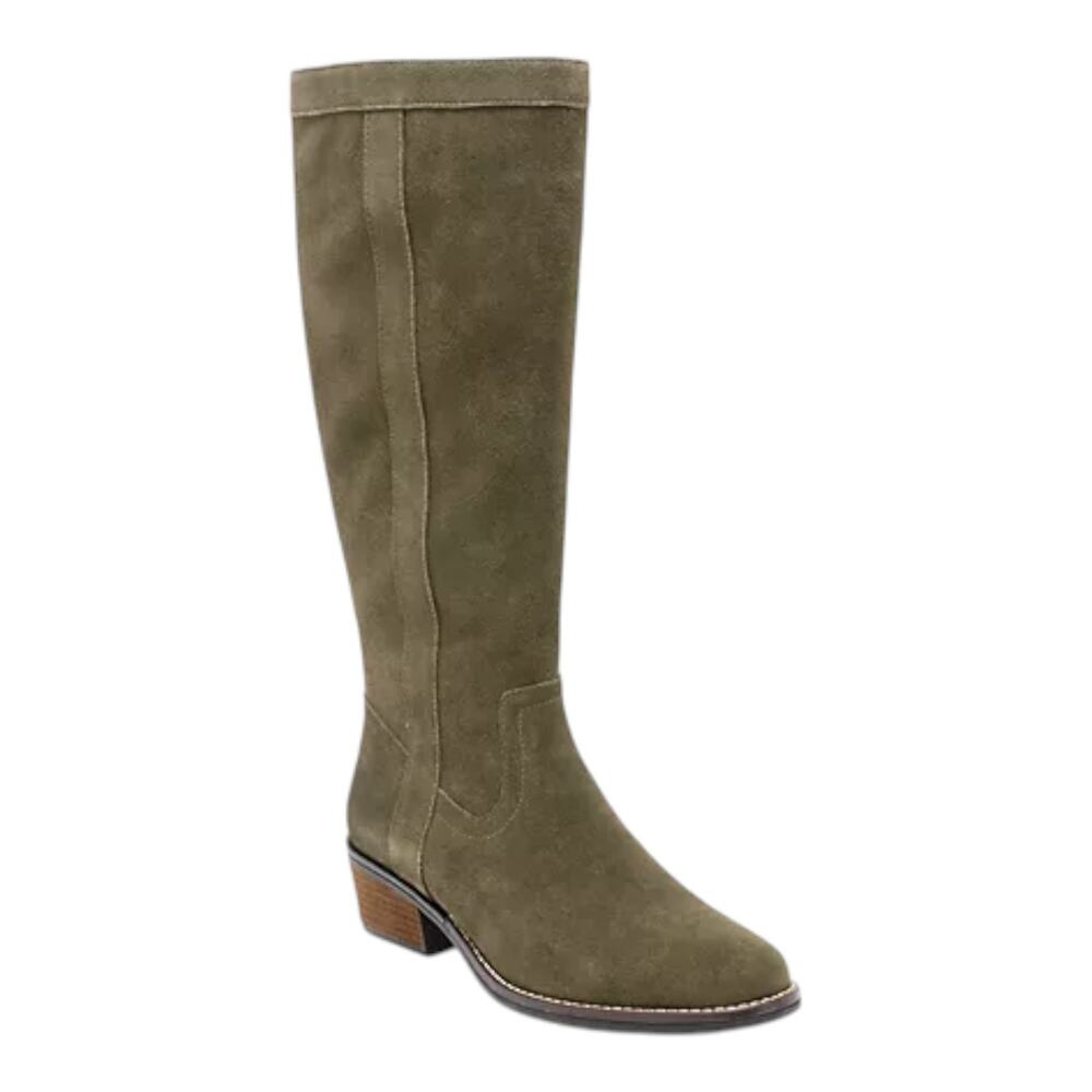 White Mountain Women's Altitude Suede Wide Calf Knee High Boot Army Size 9 1/2
